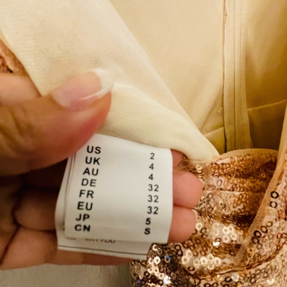 Size 2 Kate Kasin champagne sequin long true to size dress - Picture 7 of 7